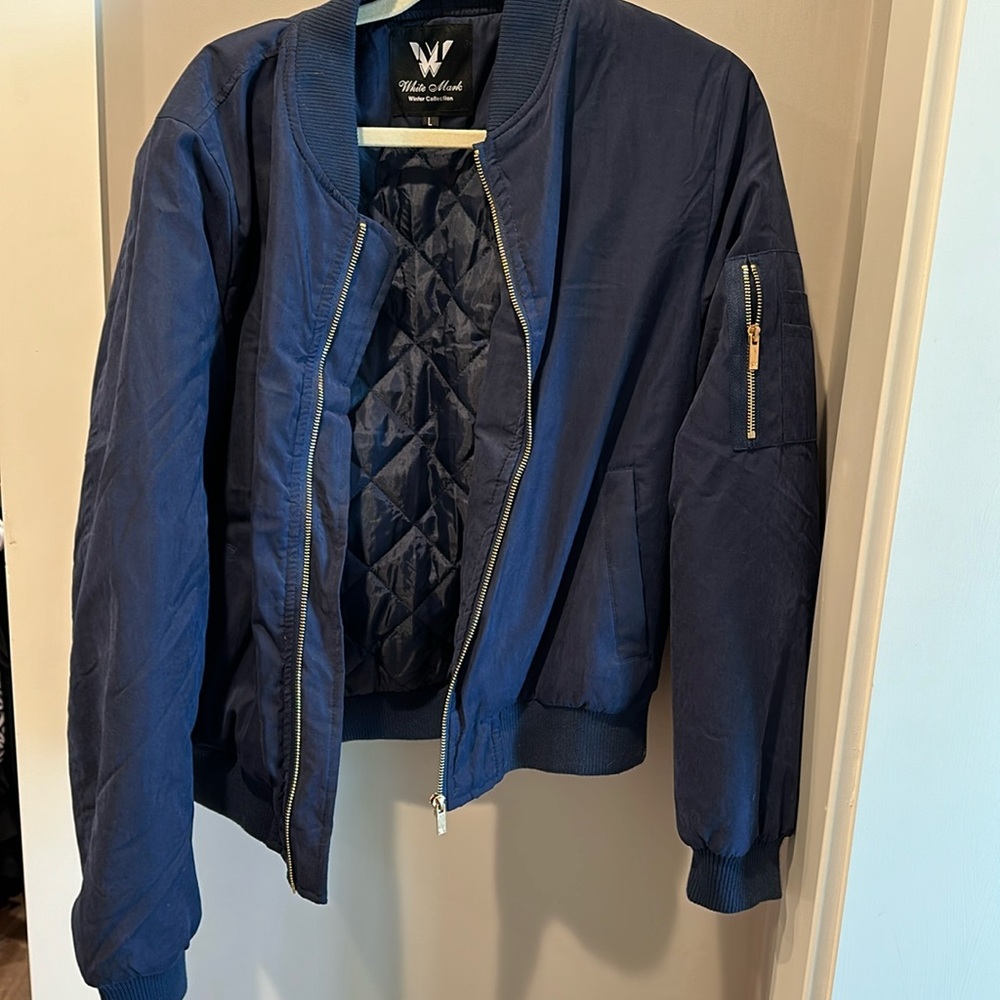 White Mark navy blue bomber jacket